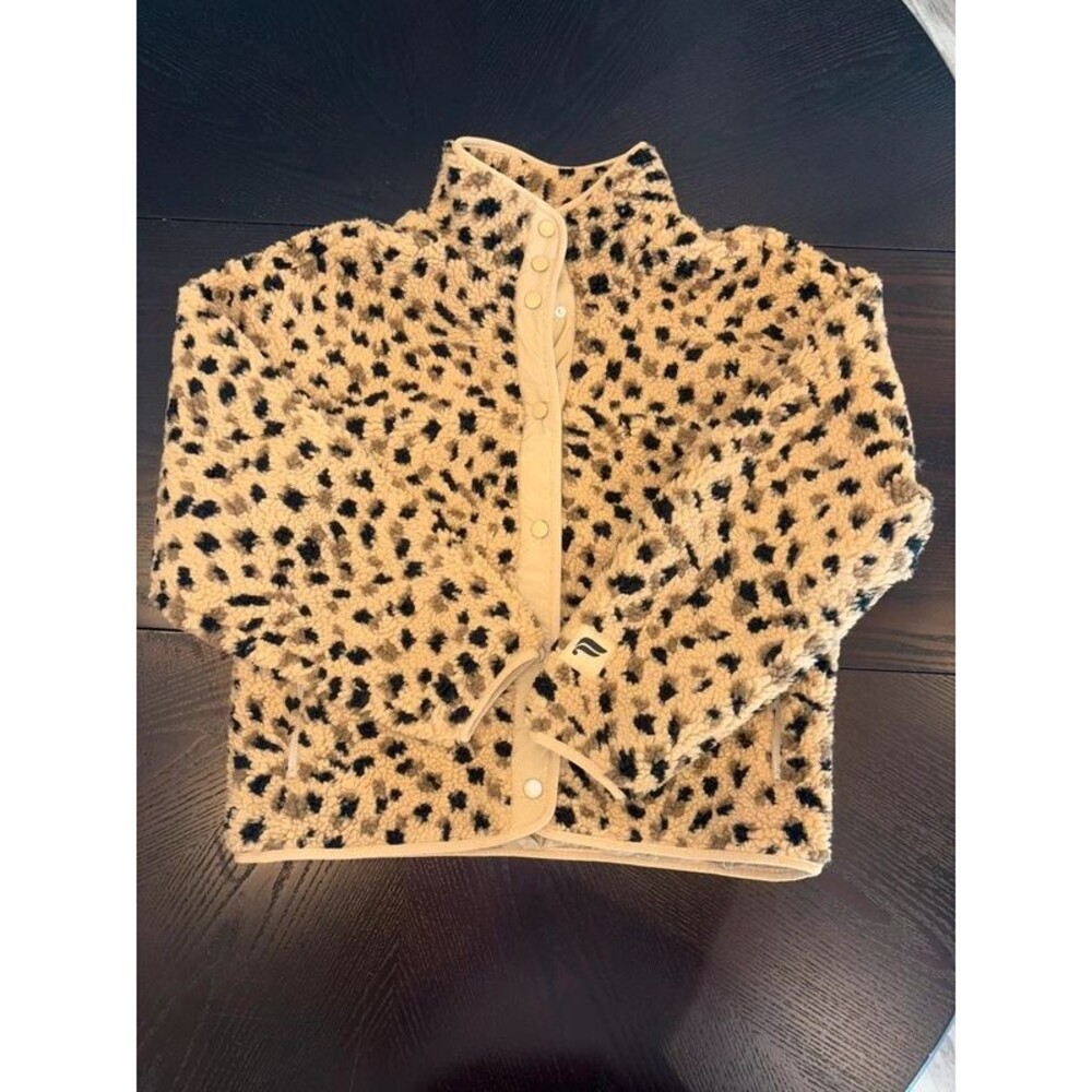 Nwt Fabletics Teddy Tahoe Leopard-print Sherpa Fleece Snap-button Jacket Sz SM
